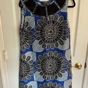 NWT TORY BURCH HOLLIE DRESS blue sleeveless sz 12 blue silk pattern sequin NEW